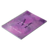 水エレガント色フローラピンク紫モノグラムの ノートブック (左側)