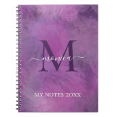 水エレガント色フローラピンク紫モノグラムの ノートブック (正面)