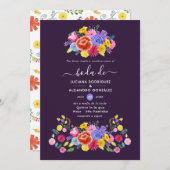 水エレガント色フローラフィスペインのエスタ結婚ス 招待状 (正面/裏面)