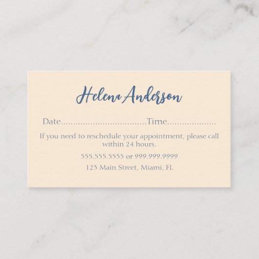 水エレガント色フローラフェミニンアポイントメント 名刺 (裏面)