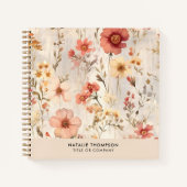 水エレガント色フローラフェミニンスモールビジネス ノートブック (正面)