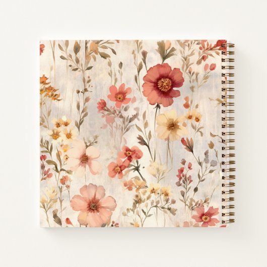 水エレガント色フローラフェミニンスモールビジネス ノートブック (裏面)