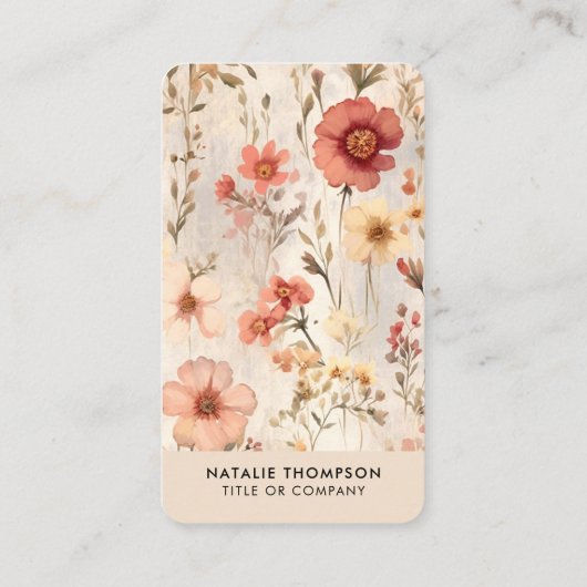 水エレガント色フローラフェミニンスモールビジネス 名刺 (裏面)