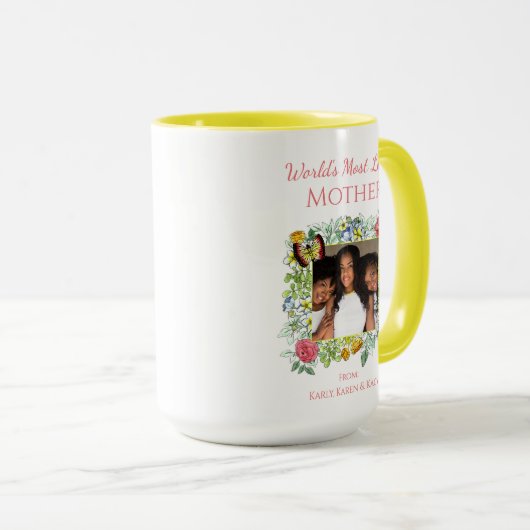 水エレガント色フローラフォトフレーム母の日 マグカップ (正面右)