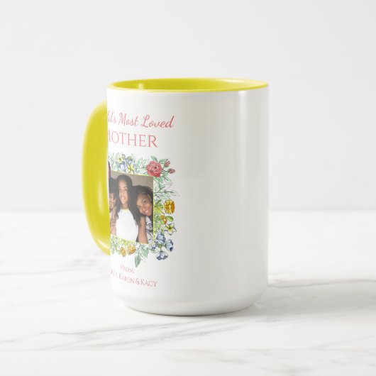 水エレガント色フローラフォトフレーム母の日 マグカップ (正面左)