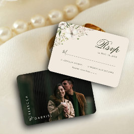 水エレガント色フローラフォト結婚ズ 出欠カード