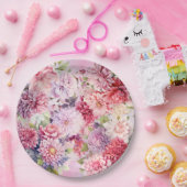 水エレガント色フローラブケッツ ペーパープレート (パーティー)