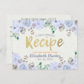 水エレガント色フローラブライダルシャワーレシピ インビテーションポストカード (正面/裏面)