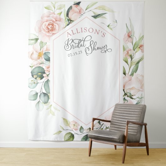 水エレガント色フローラブライダルシャワー背景 タペストリー (インサイチュ)