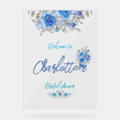 水エレガント色フローラブライダルシャワー アクリルサイン (正面)