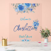 水エレガント色フローラブライダルシャワー アクリルサイン (ウェディング)