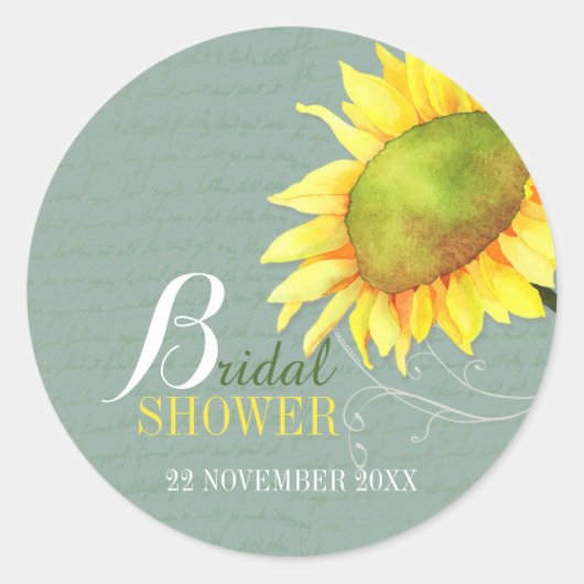 水エレガント色フローラブライダルシャワー ラウンドシール (正面)