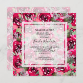 水エレガント色フローラブライダルシャワー 招待状 (正面/裏面)