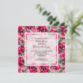 水エレガント色フローラブライダルシャワー 招待状 (スタンド正面)