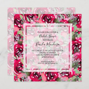 水エレガント色フローラブライダルシャワー 招待状