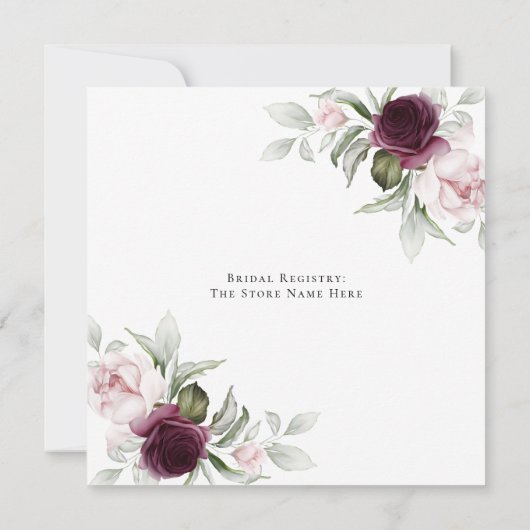 水エレガント色フローラブライダルシャワー 招待状 (裏面)