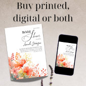 水エレガント色フローラブライダルシャワー 招待状