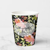 水エレガント色フローラブライダルシャワー 紙コップ (正面)