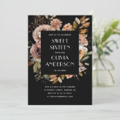 水エレガント色フローラブラック甘い16 16 招待状 (スタンド正面)