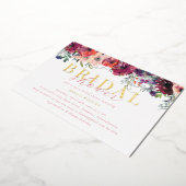 水エレガント色フローラブランチブライダルシャワー 箔招待状 (回転した状態)