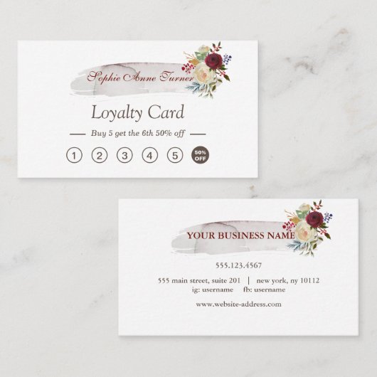 水エレガント色フローラブルゴーニュロイヤリティカード ロイヤリティカード (正面/裏面)