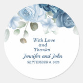 水エレガント色フローラブルーバラ結婚ズ ラウンドシール (正面)