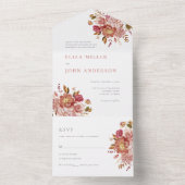 水エレガント色フローラブーケ結婚ーズ オールインワン招待状 (内側)