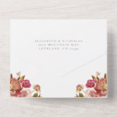 水エレガント色フローラブーケ結婚ーズ オールインワン招待状 (裏面)