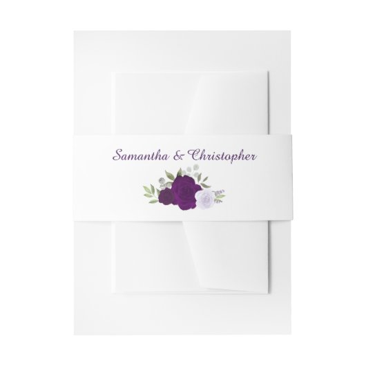 水エレガント色フローラプラムパープル結婚ズ 招待状ベリーバンド (正面例)