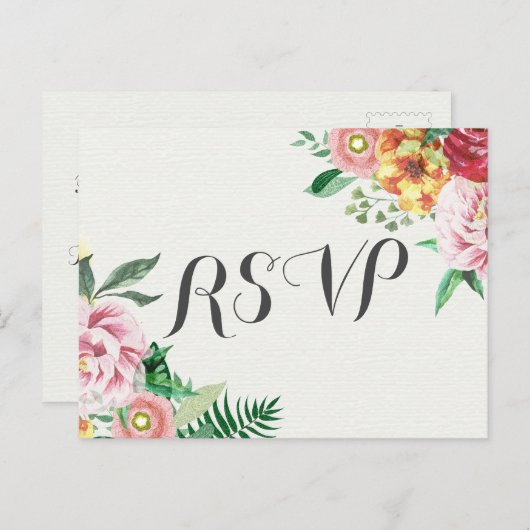 水エレガント色フローラベビーウェディングシャワーRSVP インビテーションポストカード (正面/裏面)