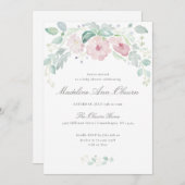 水エレガント色フローラベビーシャワー招待状 招待状 (正面/裏面)