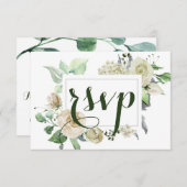 水エレガント色フローラボ結婚タニズ 出欠カード (正面/裏面)