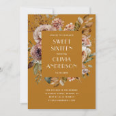 水エレガント色フローラマスタードオレンジスウィート16 招待状 (正面)