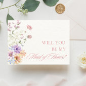 水エレガント色フローラメイド・オブ・オーナー(花嫁付き添い人)案 カード