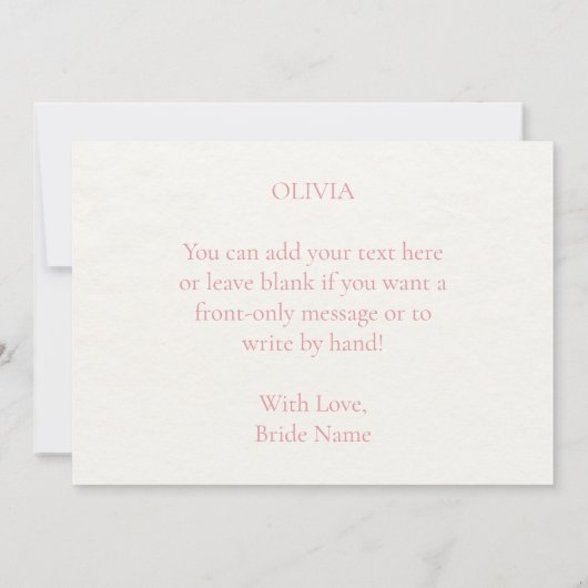 水エレガント色フローラメイド・オブ・オーナー(花嫁付き添い人)案 カード (裏面)