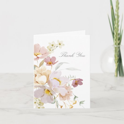 水エレガント色フローラメモリアル折り サンキューカード (正面)