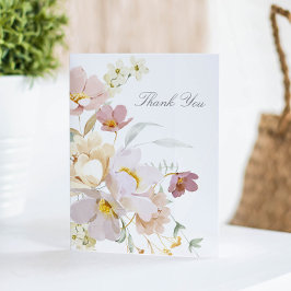 水エレガント色フローラメモリアル折り サンキューカード