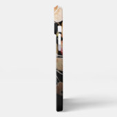 水エレガント色フローラモノグラムブラック iPhoneケース (左側面)