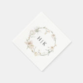 水エレガント色フローラモノグラム紙ナプキン スタンダードカクテルナプキン (角)