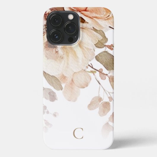 水エレガント色フローラモノグラム iPhoneケース (裏面)