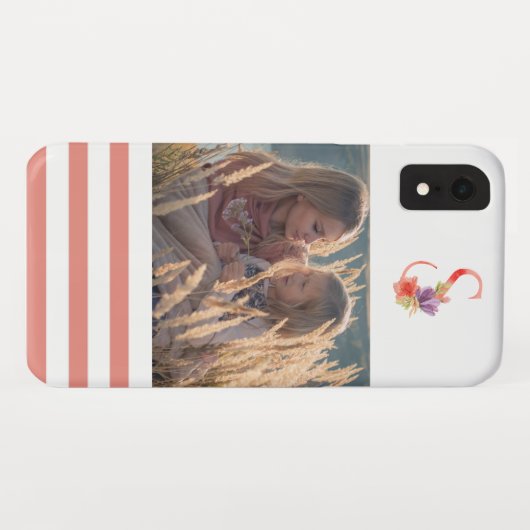 水エレガント色フローラモノグラム「S」写真 Case-Mate iPhoneケース (裏面(横))