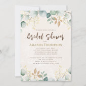 水エレガント色フローラユーカリ緑の葉 招待状 (正面)