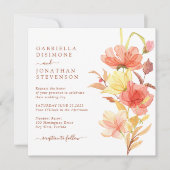 水エレガント色フローララストテラコッタ結婚ズ 招待状 (正面)
