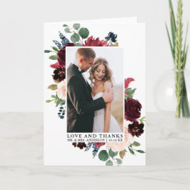 水エレガント色フローララヴ感謝していフォールド サンキューカード