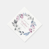 水エレガント色フローラリースバプテスマ スタンダードカクテルナプキン (角)