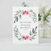 水エレガント色フローラリース日付の保存 カード (スタンド正面)