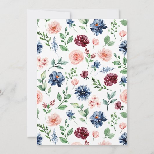 水エレガント色フローラ二重誕生日 招待状 (裏面)