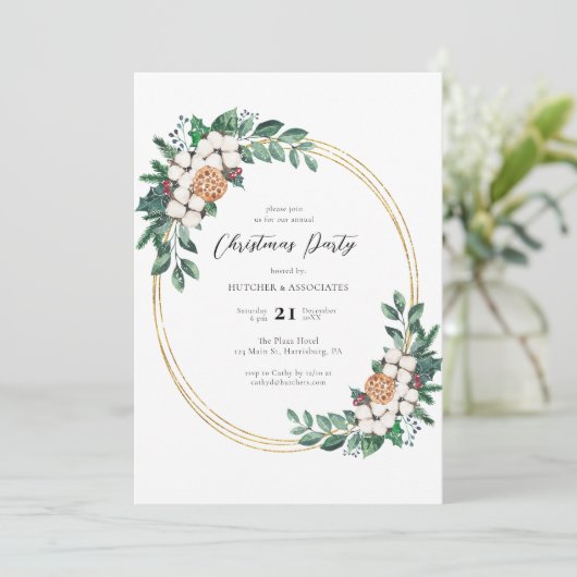 水エレガント色フローラ会社クリスマスパーティー 招待状 (スタンド正面)