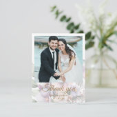 水エレガント色フローラ写真メッセー結婚ジ サンキューカード (スタンド正面)