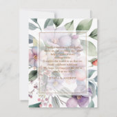 水エレガント色フローラ写真メッセー結婚ジ サンキューカード (裏面)